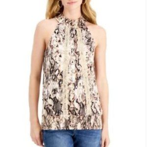 Fever Animal Print Smocked Halter Top